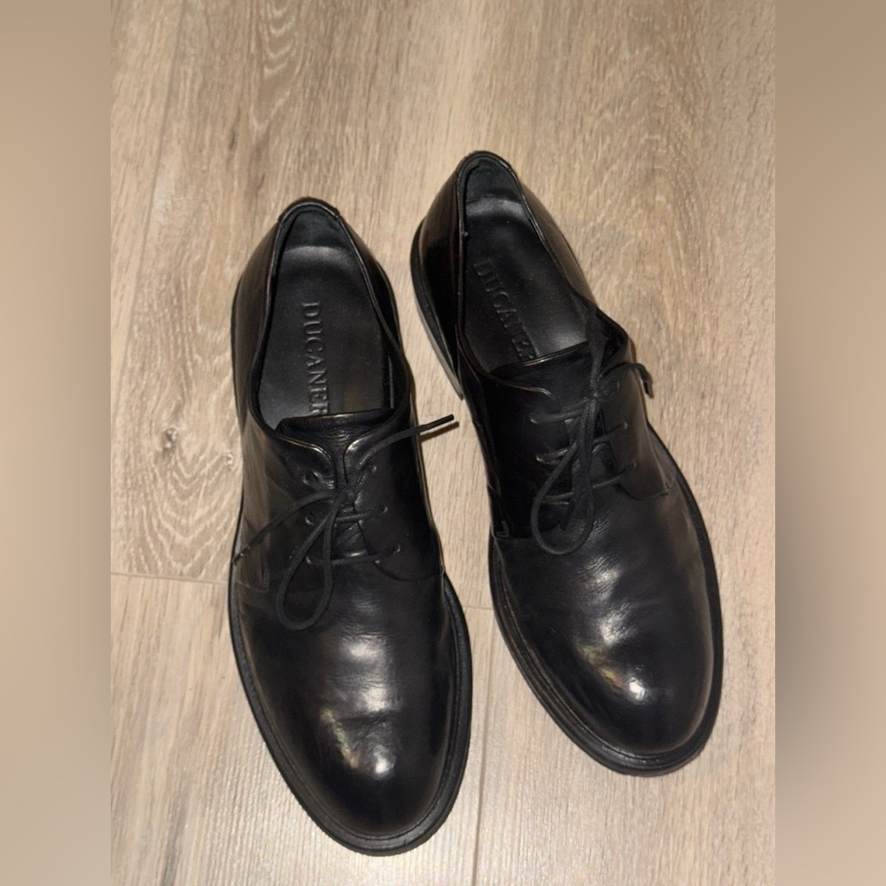 Ducanero Black Leather Oxford Shoes